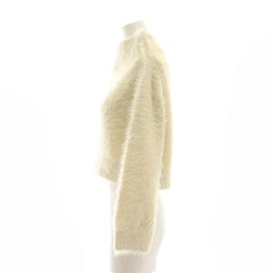 CELFORD 24AW ラメミックスフェザーニットプルオーバー セーター クロップド モヘヤ混 F オフホワイト シルバー色