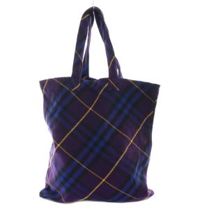 ビッグトートバッグ チェック パープル