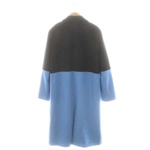 PS Paul Smith ウールバイカラーチェスターコート ロング アウター 40 濃紺 水色 ダークネイビー ライトブルー /MI