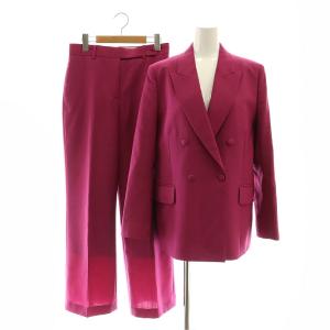 セットアップ 上下 ウール モヘヤ スーツ ダブルボタンジャケット テーラード パンツ ストレート 40