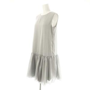 FOXEY NEW YORK ギャザードレス ワンピース ミニ ノースリーブ 38 ライトグレー