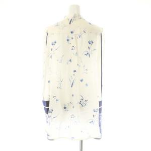 Mame Kurogouchi silk lame print sleeves shirt 1 ホワイト ブルー