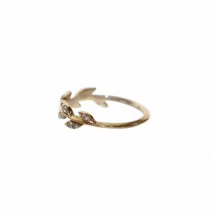 agete リーフモチーフ リング 指輪 5号 K10 ダイヤ0.07ct 0.9g ゴールドカラー