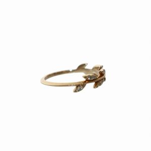 agete リーフモチーフ リング 指輪 5号 K10 ダイヤ0.07ct 0.9g ゴールドカラー