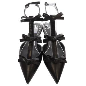 VALENTINO GARAVANI リボン ストラップ バックオープン パンプス 36.5 ブラック