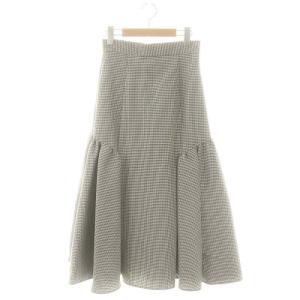 Angie houndstooth スカート ロング マキシ丈 フレア 千鳥格子柄 36 黒 白 ブラック