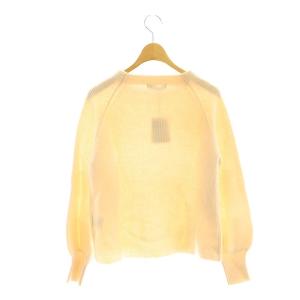 ANAYI 紡毛片畦ボトルネックパフスリーブ プルオーバー ニット セーター 長袖 ウール 38 M ペールオレンジ