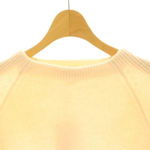 ANAYI 紡毛片畦ボトルネックパフスリーブ プルオーバー ニット セーター 長袖 ウール 38 M ペールオレンジ