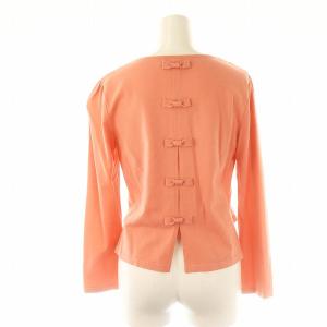 René 22年 バックリボン ビジューパールボタン カーディガン ニット 長袖 36 ピンク /HK OS