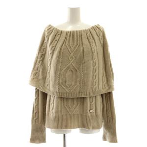 オフショルダーニット セーター ウール ベージュ /MI OS