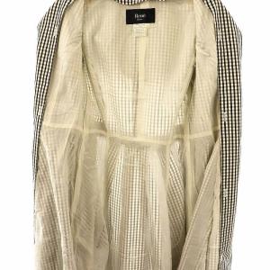 René ベーシック basic ギンガムチェックフード付きコート ジップアップ 38 ブラック ホワイト /DO