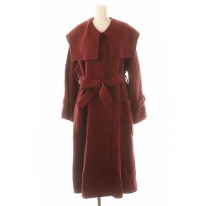 ビッグカラーリバーコート アウター ロング ウール 0 ワイン