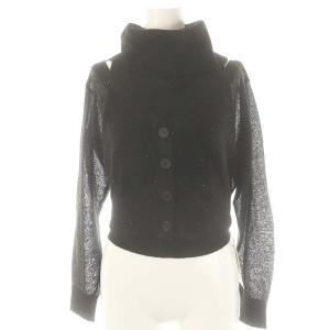 24AW スパンコールニットアンサンブル カーディガン カットソー タートルネック ノースリーブ F 黒 ブラック
