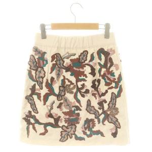 GRACE CONTINENTAL 23AW ビーズ刺繍ミニスカート 台形スカート スパンコール装飾 36 ベージュ マルチカラー /ES