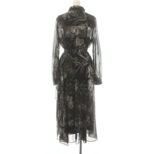 Diagram GRACE CONTINENTAL 24AW リボン付ロゴフラワープリントワンピース 36 ブラック