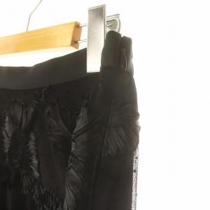 GRACE CONTINENTAL 24AW サテンコードスカート ロング フレア チュール ドット 花柄 36 黒 ブラック /DO OS