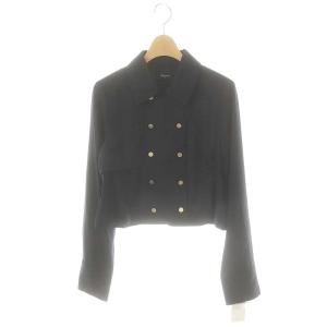 22AW ショート丈シャツ クロップド 長袖 ダブル 36 黒 ブラック /ES OS