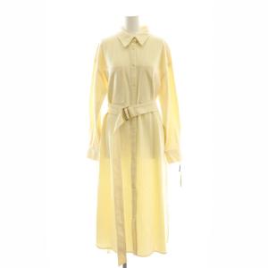 23AW ウールロングシャツドレス ワンピース 長袖 ベルト付き 38 アイボリー /DF OS
