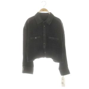 23AW ツイードコンビシャツブラウス 切替 36 黒 ブラック /MF OS