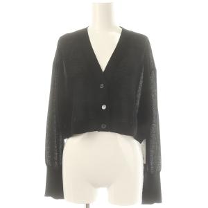 24AW シアーカノコ カーディガン ニット 長袖 クロップド Vネック リネン混 36 黒 ブラック