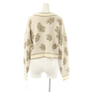 GRACE CONTINENTAL 25SS ラメフローラルニットトップ ニット セーター 長袖 ショート丈 クロップド 36 白 ホワイト ベージュ