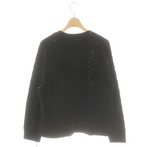 GRACE CONTINENTAL フローラル刺繍トップ ニット セーター 長袖 ドロスト 36 黒 ブラック