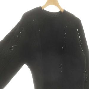 GRACE CONTINENTAL フローラル刺繍トップ ニット セーター 長袖 ドロスト 36 黒 ブラック