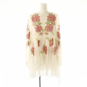 23SS ティアード刺繍トップ ブラウス プルオーバー 長袖 36 白 ホワイト /HK OS