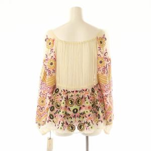 GRACE CONTINENTAL フラワー刺繍トップ ブラウス プルオーバー 長袖 36 オフホワイト マルチカラー
