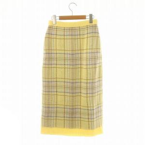 GRACE CONTINENTAL チェックタイトニットスカート ロング 36 黄 イエロー マルチカラー /DF OS