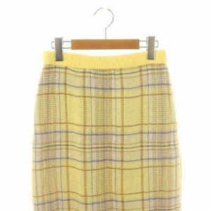 GRACE CONTINENTAL チェックタイトニットスカート ロング 36 黄 イエロー マルチカラー /DF OS
