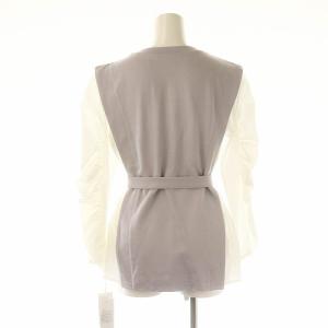 Diagram GRACE CONTINENTAL ギャザーレイヤードトップ カットソー 長袖 ベルト付き 36 ラベンダー 白 ホワイト