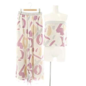 23SS ブラシペイントセットアップ 上下 2点セット ベアトップ ノースリーブ クロップド丈 パンツ