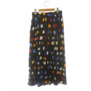 Diagram GRACE CONTINENTAL 23AW マルチペイントプリーツスカート ロング 38 黒 ブラック マルチカラー