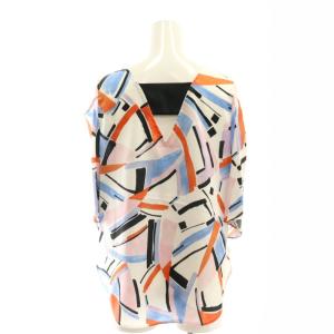 Diagram GRACE CONTINENTAL 23SS キカペイントプリントセットアップ ブラウス 五分袖 オープンショルダー フレアスカート ロング 36 白 マルチカラー