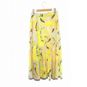 GRACE CONTINENTAL 23SS サイケプリントフレアスカート ロング 36 イエロー マルチカラー /DF OS