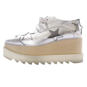STELLA McCARTNEY エリス プラットフォーム シューズ レザー 36.5 シルバー色 べージュ