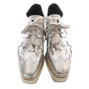 STELLA McCARTNEY エリス プラットフォーム シューズ レザー 36.5 シルバー色 べージュ