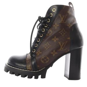 スタートレイルライン モノグラム レースアップブーツ 38 ブラック