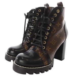 LOUIS VUITTON スタートレイルライン モノグラム レースアップブーツ 38 ブラック