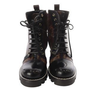 LOUIS VUITTON スタートレイルライン モノグラム レースアップブーツ 38 ブラック