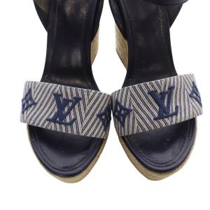 LOUIS VUITTON セイルアウェイライン モノグラム キャンバス サンダル 37 ネイビー CL1127