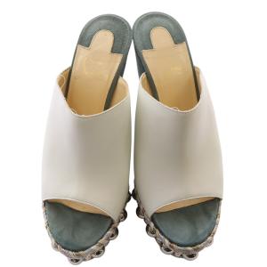 Christian Louboutin JANIBASEE スタッズ ウェッジソール サンダル 38 青 ブルー 白