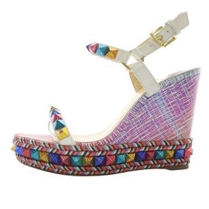 Christian Louboutin カタクロウ スタッズ ウェッジソール サンダル ストラップ 37 マルチカラー