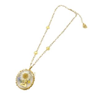 Q-POT Disney ディズニー ネックレス 不思議の国のアリス フラワーガーデン ペンダント ゴールドカラー