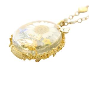 Q-POT Disney ディズニー ネックレス 不思議の国のアリス フラワーガーデン ペンダント ゴールドカラー