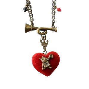 Disney ディズニー ネックレス 不思議の国のアリス ハート ラッパ ペンダント 赤 レッド /AQ