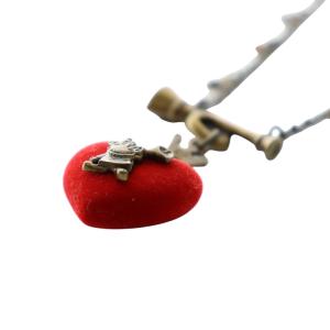 Q-POT Disney ディズニー ネックレス 不思議の国のアリス ハート ラッパ ペンダント 赤 レッド /AQ