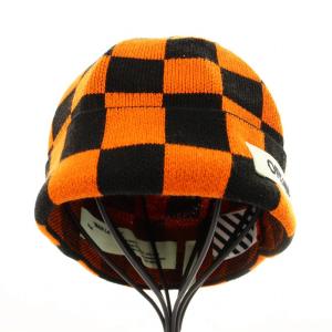 Off-White ニット帽 ビーニー チェッカーフラッグ オレンジ /MM OF