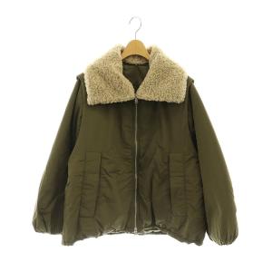 AER 24AW マルチWAYミドル丈ボアコンビブルゾン 中綿ジャケット ベスト ジップアップ F カーキ